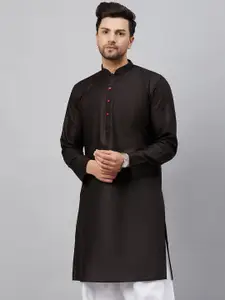 VASTRAMAY Mandarin Collar Cotton Blend Straight Kurta