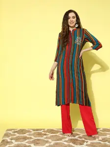 all about you Women Striped Liva Kurta