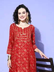 all about you Floral Printed Gotta Patti Liva Kurti