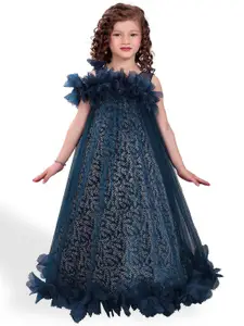 ROVARS Self Design Net Fit & Flare Dress
