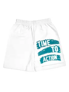 A.T.U.N. Boys Typography Printed Mid-Rise Cotton Shorts
