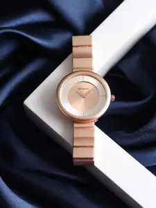DressBerry Women Rose Gold-Toned Dial & Rose Gold-Plated Straps Analogue Watch HOBDB-117-RG