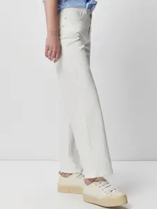 COVER STORY Women White High-Rise Pure Cotton Wide Leg Jeans