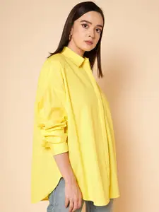 High Star Oversized Solid Cotton Casual Shirt
