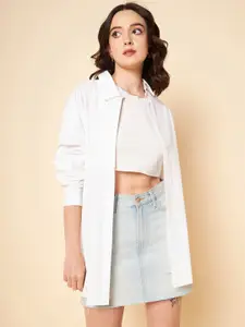 High Star Oversized Solid Cotton Casual Shirt