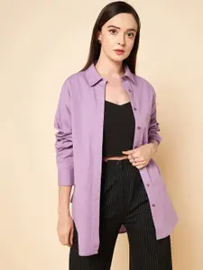 High Star Oversized Solid Cotton Casual Shirt