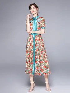 JC Collection Multicoloured Floral Print Fit & Flare Midi Dress