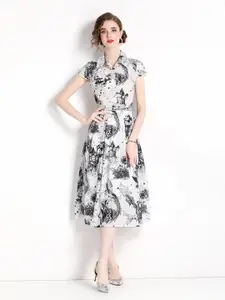 JC Collection Floral Print Fit & Flare Midi Dress