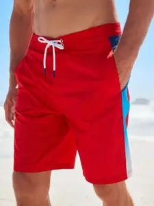 NEXT Men Geometric Printed & Side-Stripe Mesh Insert Quick-Dry Swim Shorts