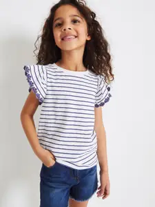 NEXT Girls Striped Flared Sleeve Cotton Top