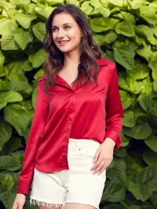 STREET 9 Comfort Fit Satin Casual Shirt