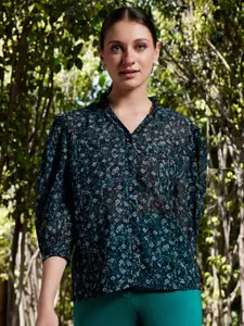 STREET 9 Green Comfort Floral Printed Casual Shirt