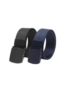 WINSOME DEAL WINSOME DEAL Men Set Of 2 Textured Canvas Belt With Slider Buckle