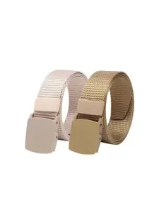 WINSOME DEAL WINSOME DEAL Men Set Of 2 Textured Canvas Belt With Slider Buckle