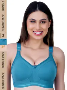 LADYLAND Pack Of 2 Assorted Non Wired Support Cotton T-shirt Bra