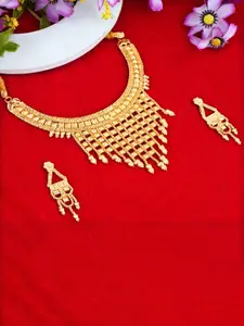 MANSIYAORANGE Gold-Plated Choker Necklace & Earrings