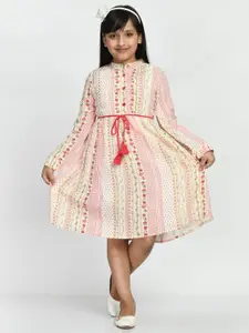 Bella Moda Girls Ethnic Motifs Print Fit and Flare Midi Dress
