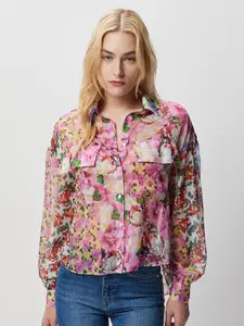 COVER STORY Pink Floral Printed Casual Shirt