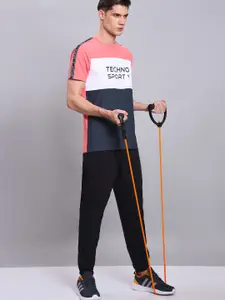 Technosport Colourblocked Antimicrobial Training or Gym Slim Fit T-shirt