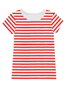 A.T.U.N. Infant Girls Striped Round Neck Cotton T-shirt