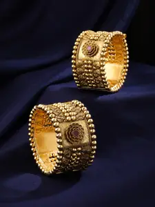 VIRAASI Set Of 2 Gold-Plated Stone Studded Bangles