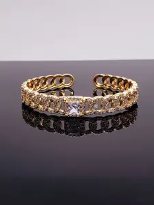 ZIVOM Women Gold-Plated Cubic Zirconia Cuff Bracelet