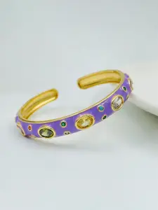 ZIVOM Women Brass Crystals Gold-Plated Cuff Bracelet