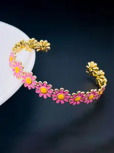 ZIVOM Women Brass Enamelled Gold-Plated Cuff Bracelet