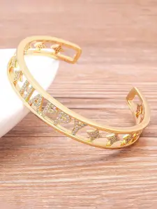 ZIVOM Women Brass Cubic Zirconia Gold-Plated Cuff Bracelet