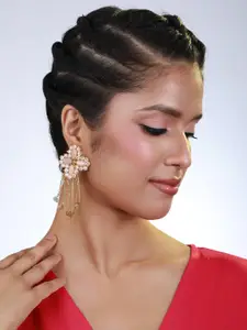 Sangria Floral Beaded Drop Earrings