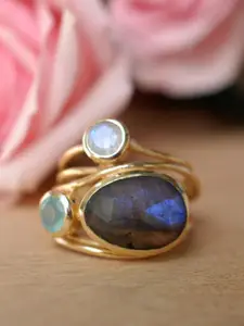 Yellow Chimes Stone-Studded Multilayered Finger Ring