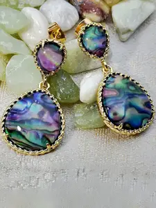 Yellow Chimes Gold Plated Tear Drop Shaped Stone Studded Drop Earrings