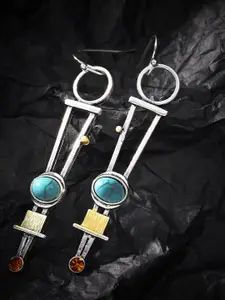 Yellow Chimes Silver-Plated Contemporary Drop Earrings