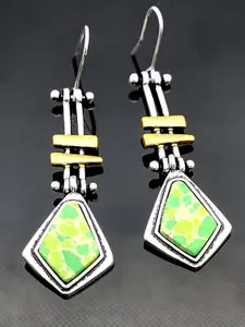 Yellow Chimes Silver-Plated Contemporary Drop Earrings