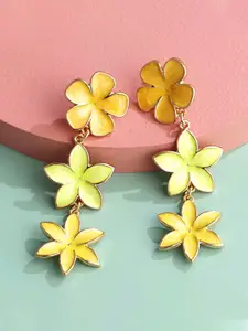 Yellow Chimes Gold-Plated Floral Drop Earrings