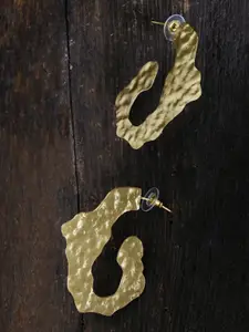 Yellow Chimes Gold-Plated Contemporary Half Hoop Earrings