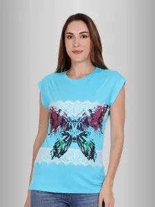 Moda Elementi Graphic Printed Extended Sleeves T-shirt