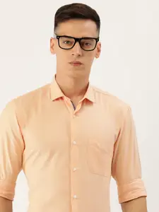 Peter England Men Orange Opaque Casual Shirt