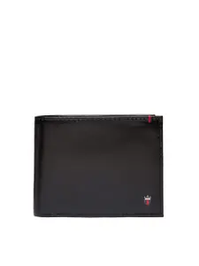 Louis Philippe Men Black Solid Two Fold Wallet