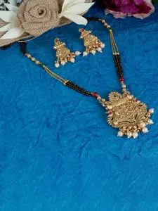 MANSIYAORANGE Gold-Plated Mangalsutra With Earrings