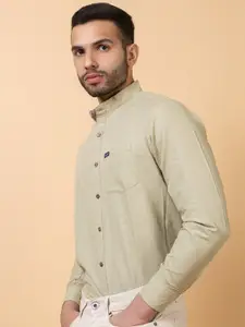 ARMISTO Modern Mandairn Collar Linen Casual Shirt