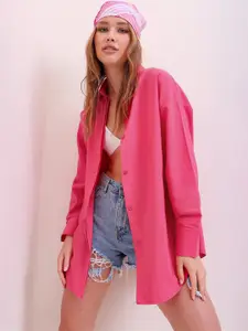 Trend Alacati stili Drop-Shoulder Sleeves Pure Cotton Casual Shirt