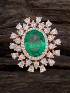 Kushal's Fashion Jewellery Rose Gold-Plated & CZ Stone-Studded Finger Ring