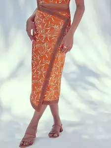 The Label Life Tropical Printed Midi-Length Wrap Skirt