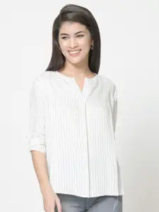 urSense Striped Roll-Up Sleeves Cotton Top