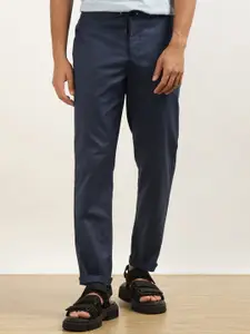 Andamen Men Classic Mid-Rise Cotton Trousers