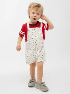 One Friday Infant Boys Printed T-shirt with Dungarees