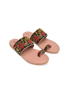Street Style Store Embroidered One Toe Flats