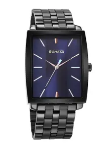Sonata Men Brass Dial & Stainless Steel Bracelet Style Straps Analogue Watch 7143NM01