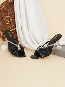 FABBHUE Embellished Peep Toes Stiletto Heels